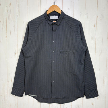 【Unisex 3 ブラック系】 Axesquin Elements ( アクシーズクインエレメンツ ) ギンガム サッカー の ショート カラー シャツ ポリエステル ウェア トップス インナー シャツ ロングスリーブシャツ 化繊 z00058149  化繊 ロング