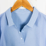 女式大号 Blue Ridge Mountain Gear 舒适套头短袖衬衫，海雾色。涤纶。