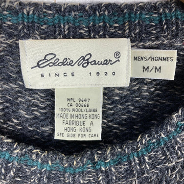 男士黑色中号 1990 年代 Eddie Bauer 羊毛针织衫。复古正品，难得一见的羊毛上衣、外套、抓绒夹克。产品编号：z00054496