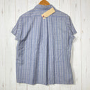 【Women's M グレー系】 Yamatomichi ( 山と道 ) メリノ ショートスリーブ シャツ Merino Short Sleeve Shirt グレー / ブルーストライプ メリノウール ウェア トップス インナー シャツ ショートスリーブシャツ ウー-2