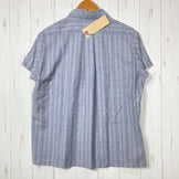 【Women's M グレー系】 Yamatomichi ( 山と道 ) メリノ ショートスリーブ シャツ Merino Short Sleeve Shirt グレー / ブルーストライプ メリノウール ウェア トップス インナー シャツ ショートスリーブシャツ ウー