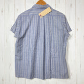 【Women's M グレー系】 Yamatomichi ( 山と道 ) メリノ ショートスリーブ シャツ Merino Short Sleeve Shirt グレー / ブルーストライプ メリノウール ウェア トップス インナー シャツ ショートスリーブシャツ ウー