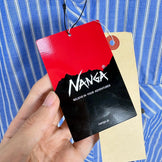 [Women's L Blue] Nanga Spring Stripe Shirt N2501-1J508B BLU z00058261 BLU Cotton Short-Sleeve Shirt Inner Shirt Tops Apparel