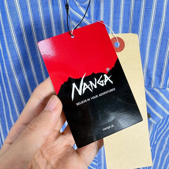 【Women's L ブルー系】 Nanga ( ナンガ ) スプリング ストライプ シャツ Spring Stripe Shirt N2501-1J508B BLU z00058261 BLU コットン ショートスリーブシャツ インナー シャツ トップス ウェア