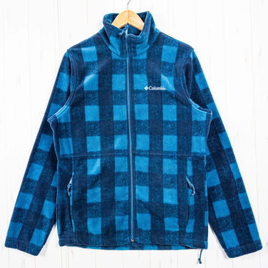 Columbia Men's Navy Full-Zip Check Fleece Jacket, Polyester, Tops, Outerwear, Jacket, Fleece, z00053301