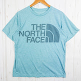 The North Face 男款短袖混色混纺logo T恤，L码，蓝色。涤纶。上衣/内衬。