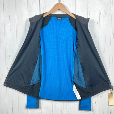 Montura Men's Stretch Color Hoody Jacket, Size Small, Blue. Polyester fleece outerwear jacket with Polartec Power Grid (z000).