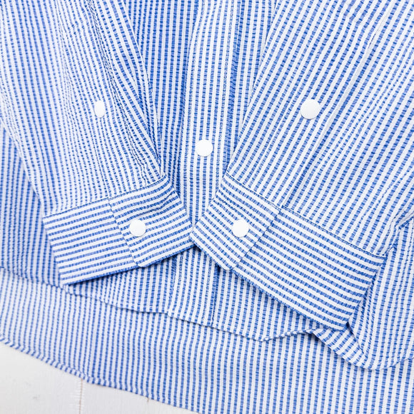【Men's S ブルー系】 Ridge Mountain Gear ( リッジマウンテンギア ) ベーシック ロングスリーブシャツ ストライプ Basic Long Sleeve Shirt Stripe Blue / White ポリエステル ウェア トップス