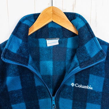 Columbia Men's Navy Full-Zip Check Fleece Jacket, Polyester, Tops, Outerwear, Jacket, Fleece, z00053301
