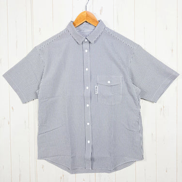 Women's Large Gray Ridge Mountain Gear Basic Short Sleeve Shirt Stripe Gray/White Polyester Top