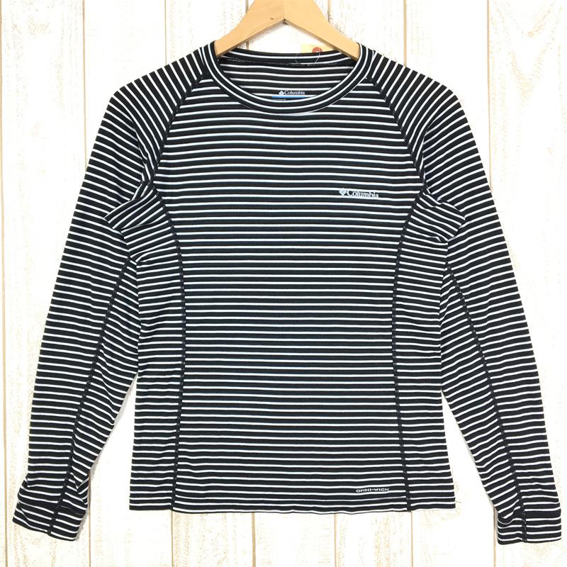 【Women's L ブラック系】 Columbia ( コロンビア ) オムニウィック ボーダー ロングスリーブ Tシャツ クルーネック 速乾 PL2629 Women's  化繊 ロングスリーブTシャツ クルーネック インナー シャツ トップス ウェア