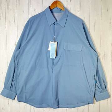 【Unisex L ブルー系】 Paper Sky Wear ( ペーパースカイ ウェア ) ウィンドビッグシャツ WIND BIG SHIRT Blue Gray ナイロン ウェア トップス インナー シャツ ロングスリーブシャツ 化繊 z00053706 Blu