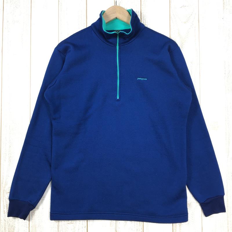 【Men's M ネイビー系】 Patagonia ( パタゴニア ) エクスペディションウェイト キャプリーン ジップtネック Expedition Weight Capilene Zip T-Neck フリース プルオーバー ネイビー×エメラルド ビンテージ 生