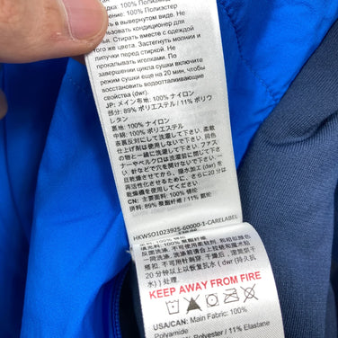 男士小号蓝色 Mammut Rime Light Insulation Flex 连帽保暖夹克。合成羽绒服。