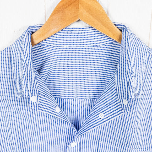 【Men's L ブルー系】 Ridge Mountain Gear ( リッジマウンテンギア ) ベーシック ロングスリーブ シャツ ストライプ Basic Long Sleeve Shirt Stripe Blue x White ポリエステル ウェア トップ - 【公式】2ndGEAR（セカンドギア）Webショップ【登山用品・アウトドア用品専門 買取販売店】