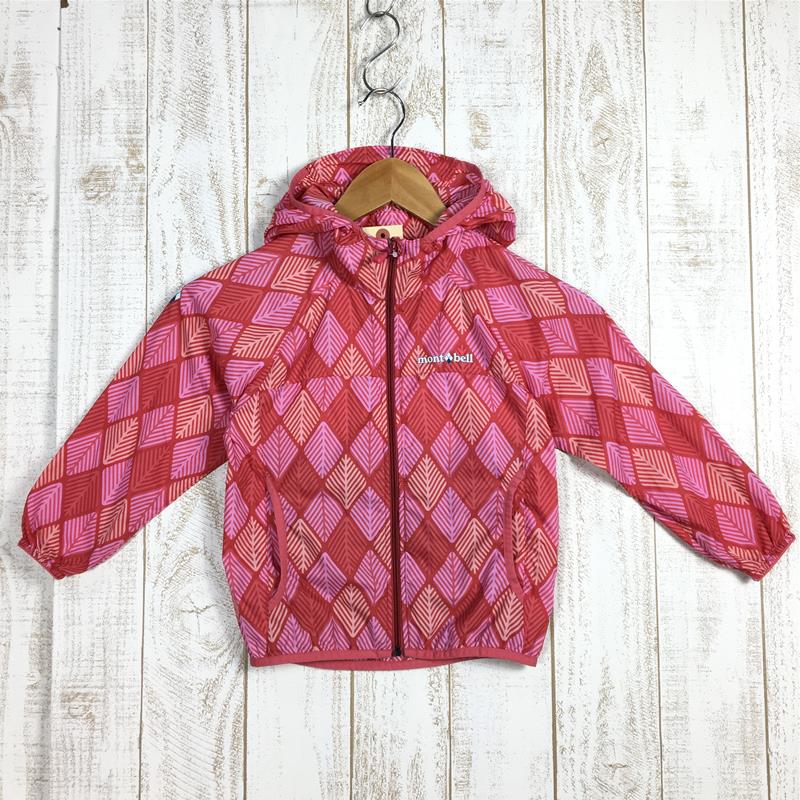 [Kid's 100 Pink] Montbell Wind Blast Print Parka Kid'S Windshell Jacket 1103275 Asian Kid's Windshell Outer Jacket Tops Wear