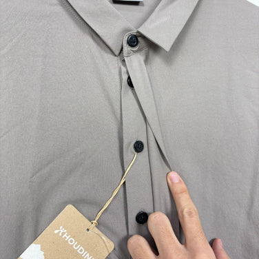 【Men's M グレー系】 Houdini ( フーディニ ) メンズ コスモ シャツ M's Cosmo Shirt 238724 MORNING HAZE z00055926 MORNING HAZE 化繊 ショートスリーブシャツ インナー シャツ トップス