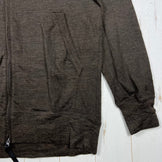 Yamatomichi 男女通用中号棕色美利奴羊毛全拉链连帽衫。美利奴羊毛上衣、内搭衬衫、连帽衫、羊毛，z00056349。