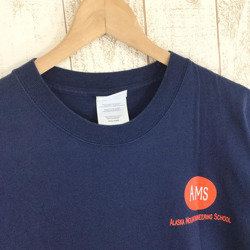 【Men's M ネイビー系】 アラスカマウンテニアリングスクール Ams Alaska Mountaineering School オリジナル Tシャツ 希少なアウトドアTシャツ International Men's  化繊 ショートスリーブTシャツ クルーネッ