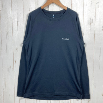 【Men's XL ブラック系】 Montbell ( モンベル ) ジオライン M.W. ラウンド ネック シャツ Geo Line M.W. Round Neck Shirt ポリエステル ウェア トップス インナー シャツ ロングスリーブTシャツ クルーネック