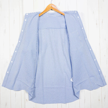 男式 M Blue Ridge Mountain Gear 基本款短袖衬衫条纹蓝/白涤纶上衣