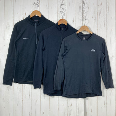 【Men's M ブラック系】 The North Face ( ザ・ノースフェイス ) ・マムート・モンベル ロングスリーブティー 計3点セット バルク販売 卸売り	 ウェア トップス インナー シャツ ロングスリーブTシャツ クルーネック 化繊 z0006004