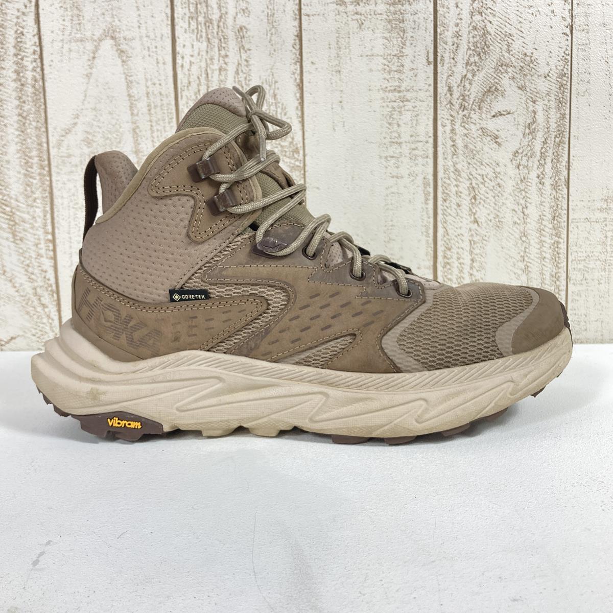 【男款 26.0cm 米色】Hoka Oneone Anacapa 2 Mid Gore-Tex Anacapa 2 Mid Gtx 徒步鞋 1141633 男式 DOTN 沙丘/牛津棕褐色徒步靴