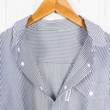 Men's Large Gray Ridge Mountain Gear Basic Long Sleeve Shirt, Stripe Gray/White, Polyester, Top