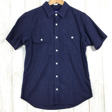 【Men's S ネイビー系】 The North Face ( ザ・ノースフェイス ) × ナナミカ パープルレーベル リネン ポリエステル ハーフスリーブ シャツ Linen Polyester H/S Shirt ショートスリーブ 生産終了モデル 入手困難 N - 【公式】2ndGEAR（セカンドギア）Webショップ【登山用品・アウトドア用品専門 買取販売店】