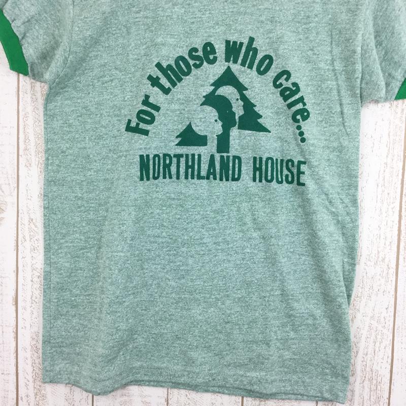 [Unisex L Green] 70S Northland House Ringer Heather T-shirt Russell Authentic Gold Tag Vintage International Unisex Synthetic Short Sleeve T-shirt Crew Neck Inner Shirt Tops