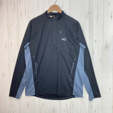 【Men's XL ブラック系】 Millet ( ミレー ) ハーフジップ ロングスリーブ メッシュティー ポリエステル ウェア トップス インナー シャツ ロングスリーブシャツ 化繊 z00060397  化繊 ロングスリーブシャツ インナー シャツ トップス ウ