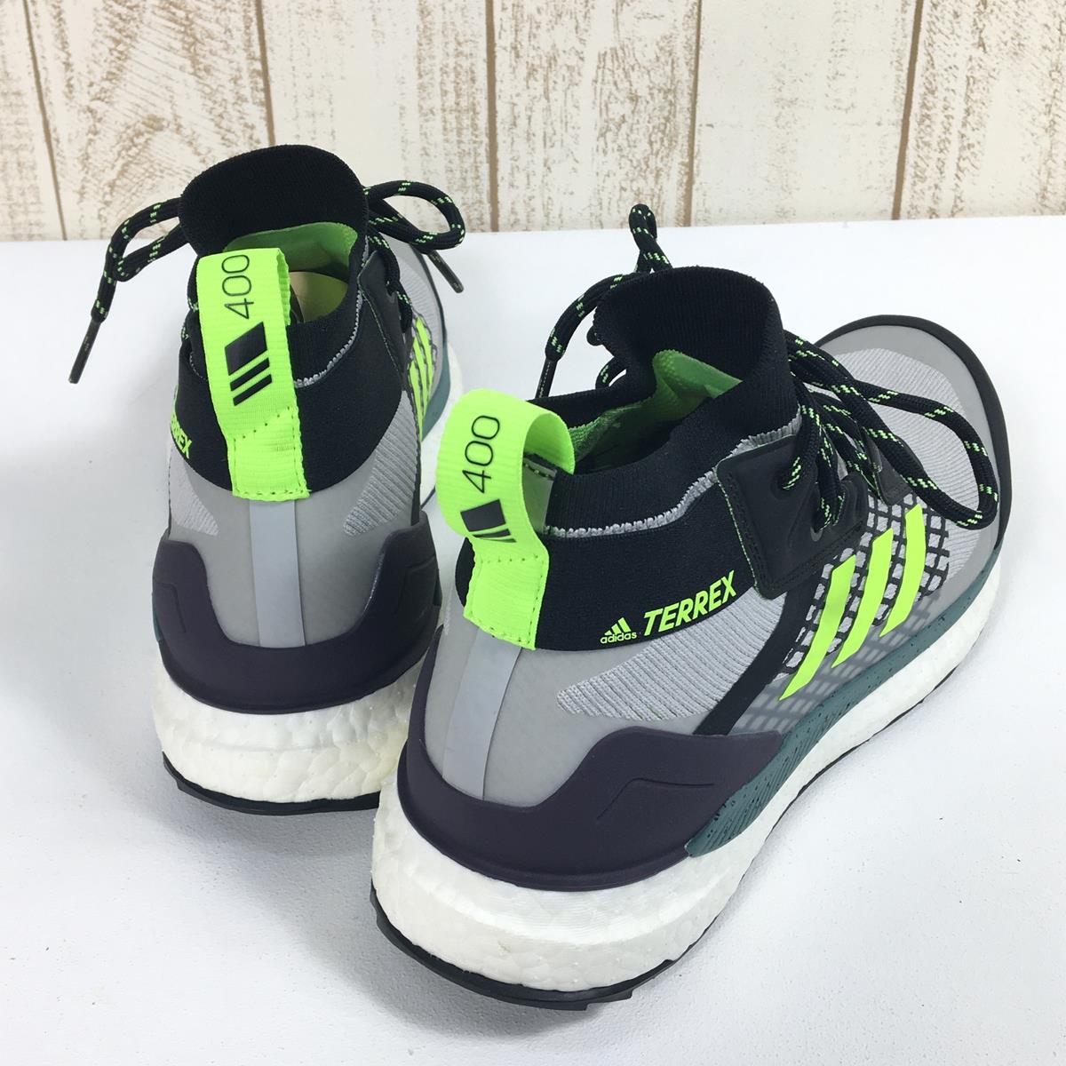 【男式 26.0 厘米灰色】Adidas Terrex Free Hiker 徒步鞋 FW8685 男式灰色/核心黑色/信号绿色登山鞋鞋类