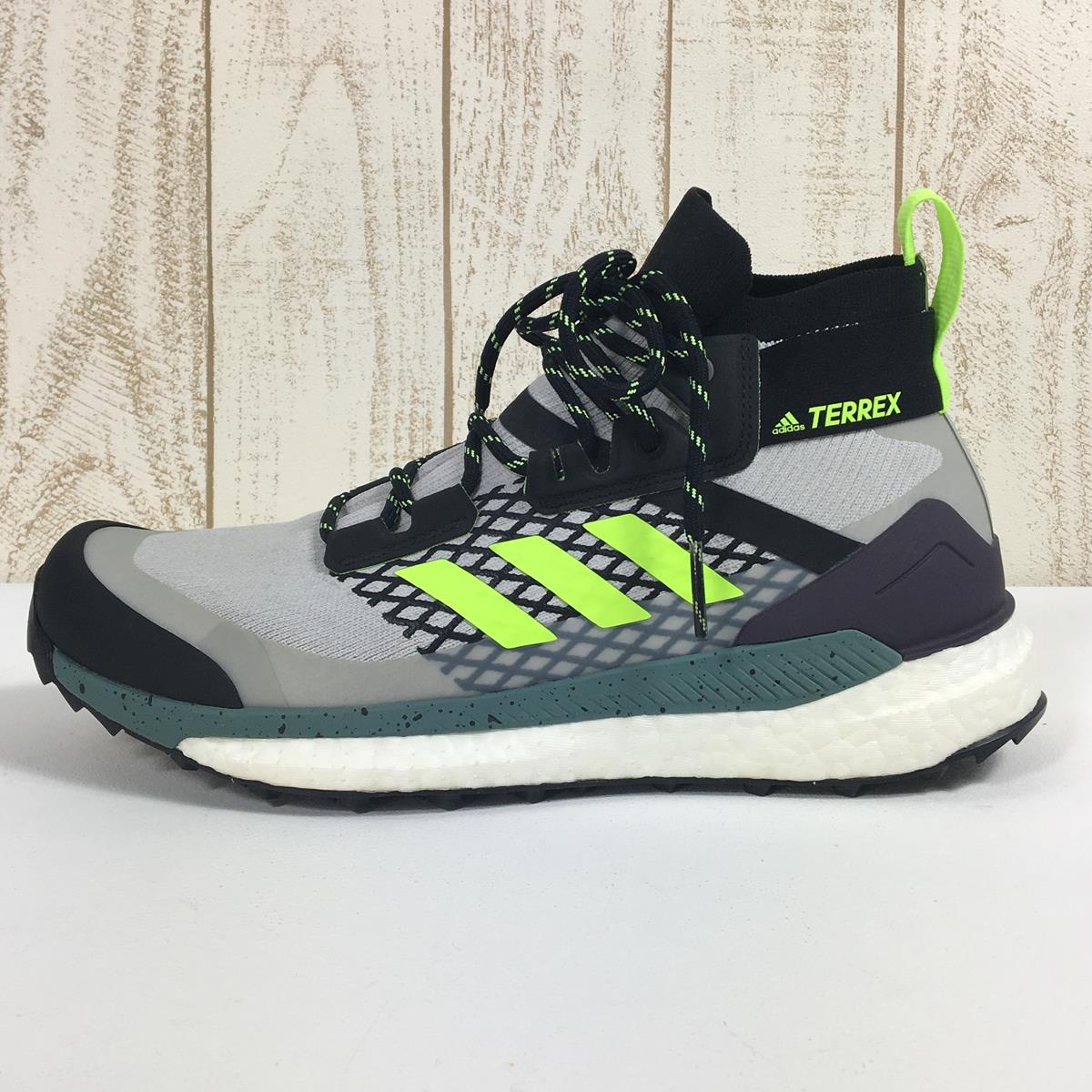 【男式 26.0 厘米灰色】Adidas Terrex Free Hiker 徒步鞋 FW8685 男式灰色/核心黑色/信号绿色登山鞋鞋类