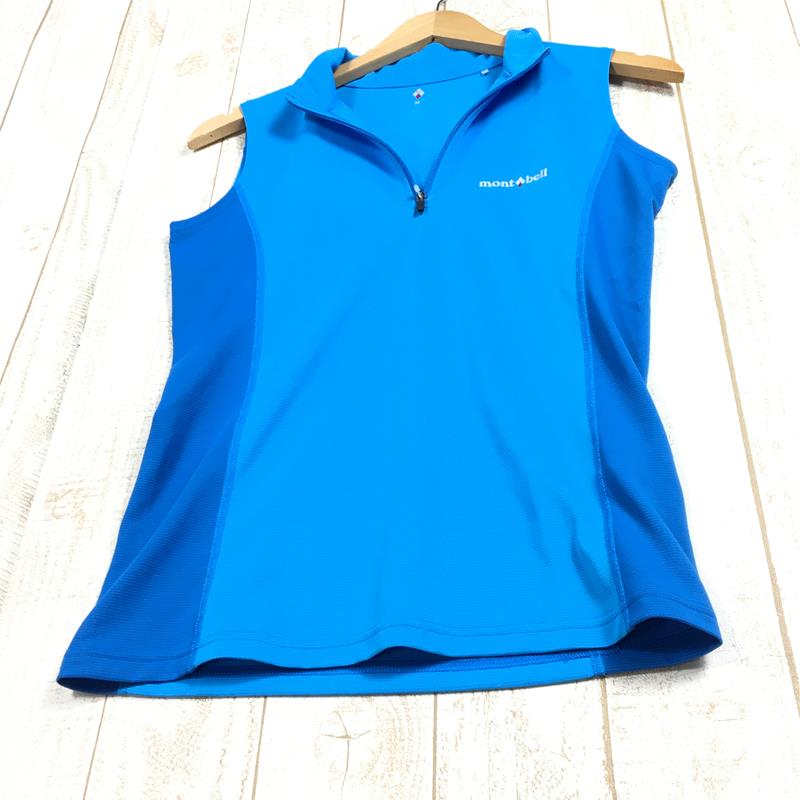 [Women's M Blue] Montbell Cool Sleeveless Zip Shirt 1104933 Asian Women's Tank Top Sleeveless Shirt Inner Shirt Tops Wear