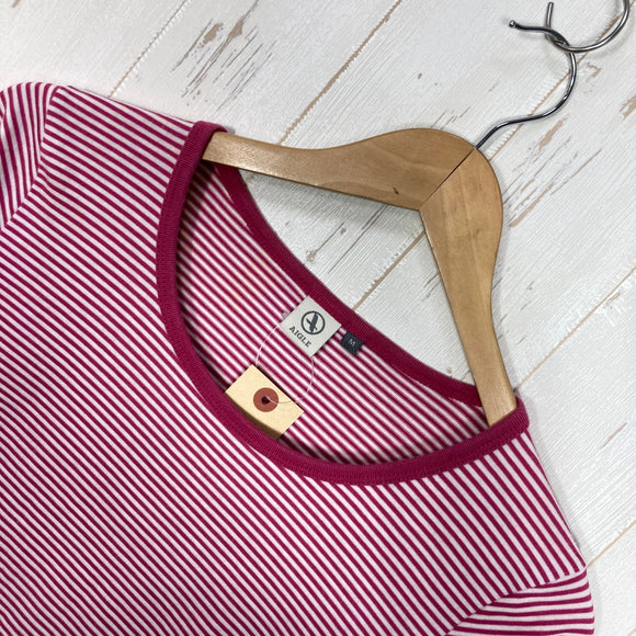 【Women's M レッド系】 Aigle ( エーグル ) コットン ロングスリーブ ボーダー コットン ウェア トップス インナー シャツ ロングスリーブTシャツ クルーネック コットン z00059884  コットン ロングスリーブTシャツ クルーネック イン