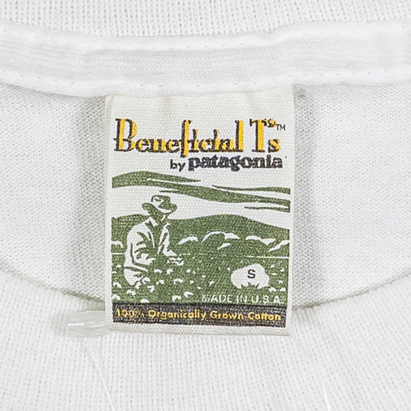 【Unisex S ホワイト系】 1990s Patagonia ( パタゴニア ) FADVEN Adventure & Fieldlife Forum ベネフィシャル ティー Beneficial T's ビンテージ オリジナル 入手困難 白タグ 90年代初頭 イ