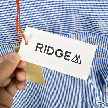 【Men's M ブルー系】 Ridge Mountain Gear ( リッジマウンテンギア ) ベーシック ショートスリーブ シャツ ストライプ Basic Short Sleeve Shirt Stripe  Blue × White z00055792 B