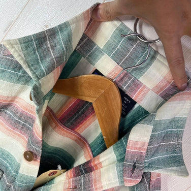 Men's Medium Green 1995 Patagonia Heavy Flannel Shirt, Sunny Stripe, Vintage, Original, Hard-to-Find, Rare Color, Cotton, Top, Undershirt, Long