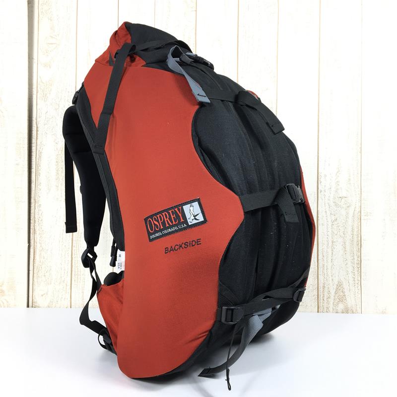 [Medium Red] Osprey Backside 42L Backpack Straight Jacket System Old Tag Made in USA Chile Discontinued Model Hard to Find Chili Capacity [30L-54L] Backpack Bag Straight