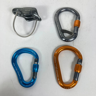 【OneSize Grey】 Camp Piu 2.0 Belay Device and Carabiner 4-Piece Set, etc., Rock Climbing Gear z00057308 Rock Climbing Gear