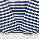 【男式 M 白色系】Montbell（蒙特贝）美丽奴羊毛混纺条纹长袖T恤 Merino Wool Plus Border Long Sleeve T 美丽奴羊毛 服装 上衣 内搭 衬衫 长袖
