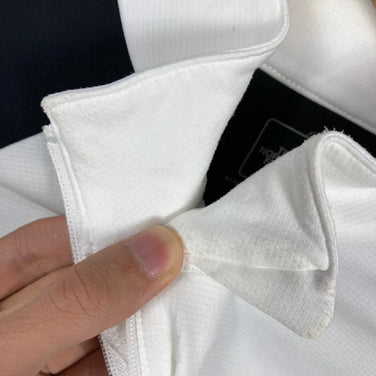 The North Face 男款 Hybrid Delta 拉链衫，M 码，白色。涤纶，长袖衬衫，合成纤维。(z00053919)