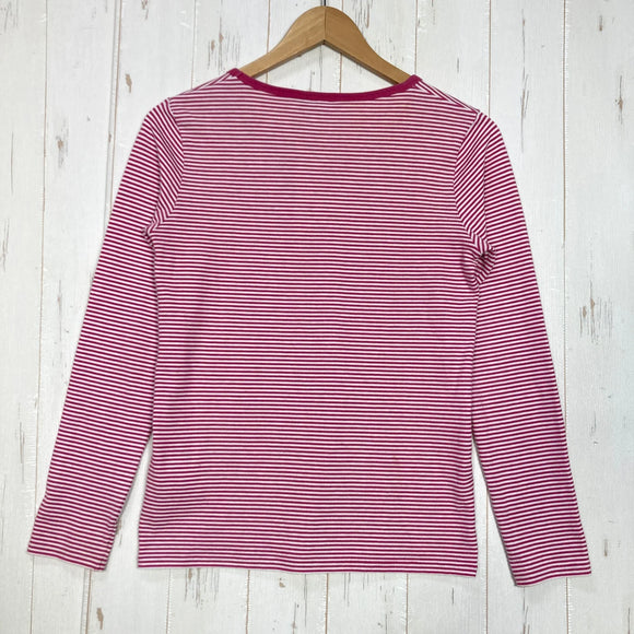 【Women's M レッド系】 Aigle ( エーグル ) コットン ロングスリーブ ボーダー コットン ウェア トップス インナー シャツ ロングスリーブTシャツ クルーネック コットン z00059884  コットン ロングスリーブTシャツ クルーネック イン