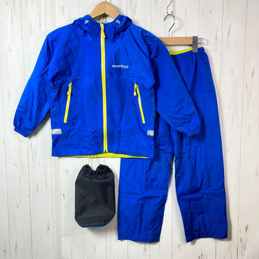 [Kid's 130 Blue] Montbell Rain Trekker Nylon Wear Set-up Rain Suit Rain Shell z00056655 Rain Suit Rain Shell Set-up Wear