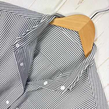 【Women's S グレー系】 Ridge Mountain Gear ( リッジマウンテンギア ) ベーシック ショートスリーブ シャツ ストライプ Basic Short Sleeve Shirt Stripe  Grey × White z00055799 G