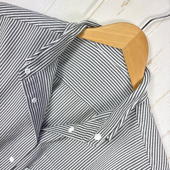 【Women's S グレー系】 Ridge Mountain Gear ( リッジマウンテンギア ) ベーシック ショートスリーブ シャツ ストライプ Basic Short Sleeve Shirt Stripe  Grey × White z00055799 G