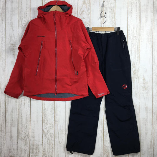 【Men's S レッド系】 Mammut ( マムート ) ゴアテックス プロシェル サンダーストーム レインスーツ Gore-Tex Pro-Shell Thunderstorm Rain-Suits レインシェル ジャケット パンツ セットアップ 1010-