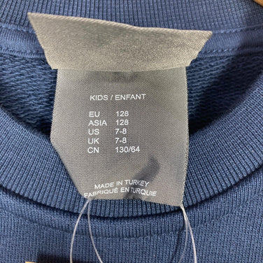 [Kid's Size 8 Navy] Jackwolfskin Essential Crewneck Organic Cotton Fleece Jacket (z00054628)