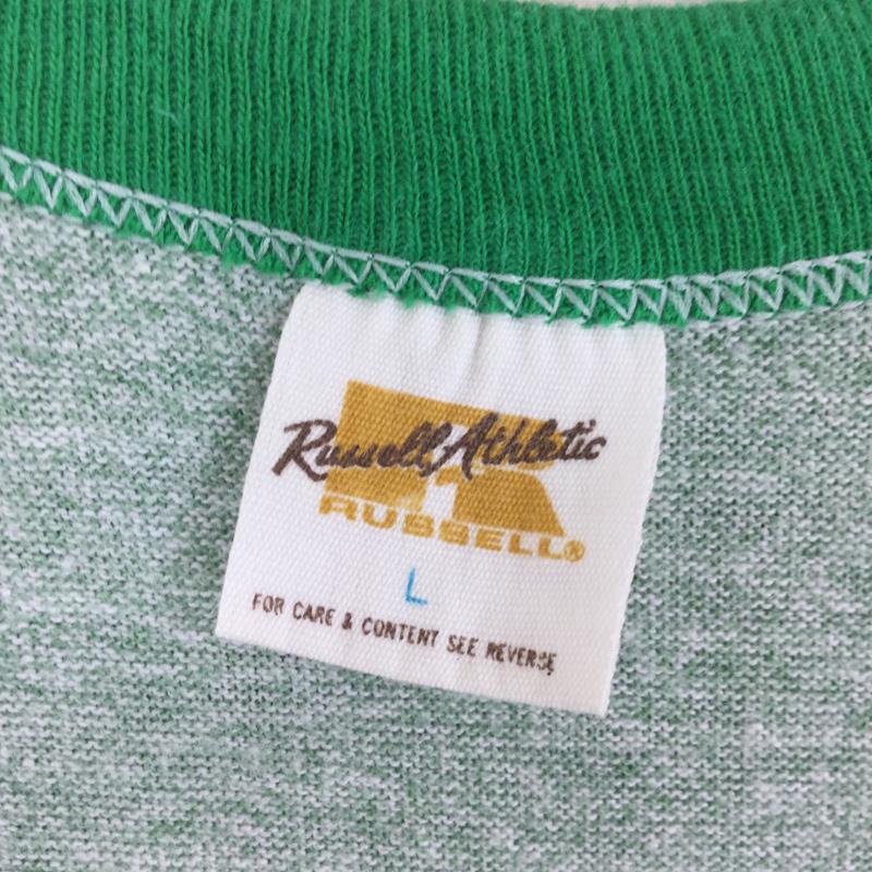 [Unisex L Green] 70S Northland House Ringer Heather T-shirt Russell Authentic Gold Tag Vintage International Unisex Synthetic Short Sleeve T-shirt Crew Neck Inner Shirt Tops