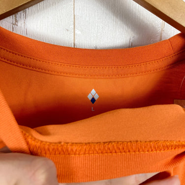 Men's Large Orange Montbell WIC Long Sleeve T-Shirt, Polyester, Crew Neck, Synthetic, Top, Undershirt, z00053643